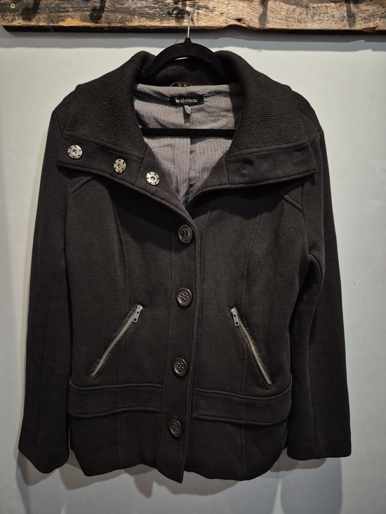 le chateau Jackets & Blazers - Le Chateau Women's Black Button Front Jacket Heavy Thick Warm Size Large